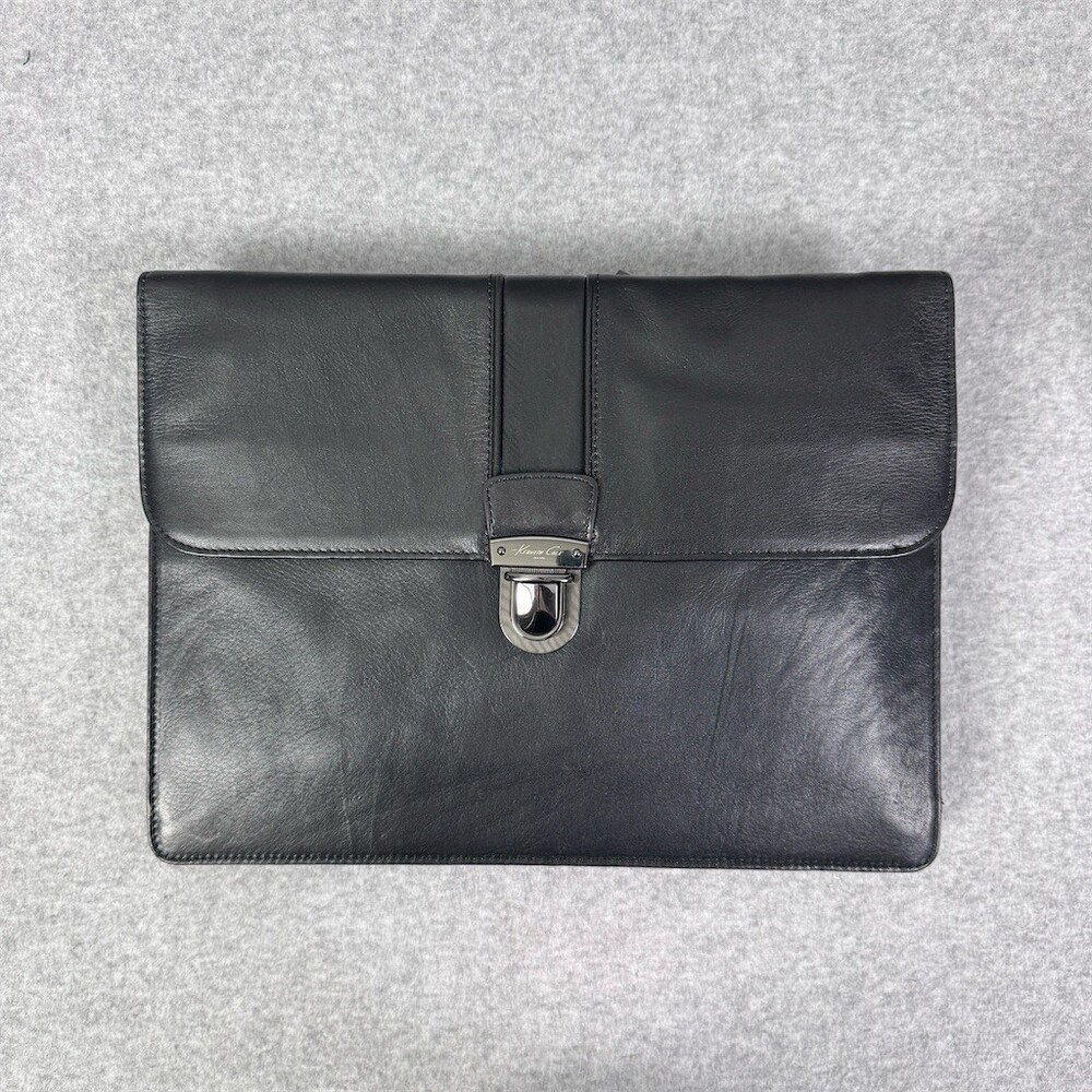 Kenneth Cole New York Portfolio Soft Leather Briefcase Black Strap Included